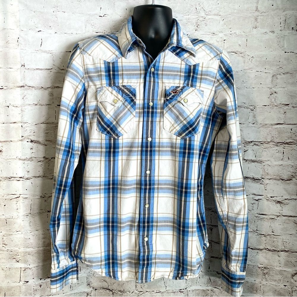 Hollister Pearl Snap Western Long Sleeve Button Down Men’s Shirt Y2K 90’s Medium